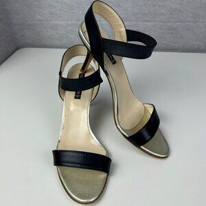 Claudia Ciuti Women's Black Elastic Strap Stiletto Open Toe Sandals‎ Size 8